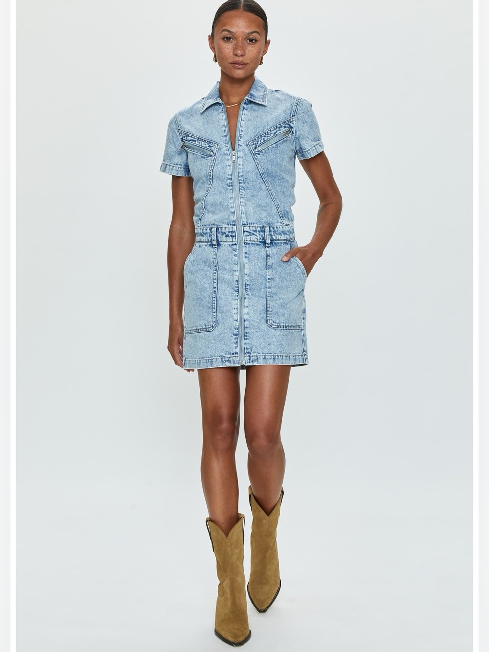 PISTOLA brix denim dress in Meriden mini western cowgirl jean short sleeve